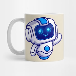 Cute Robot Waving Hand Cartoon Mug